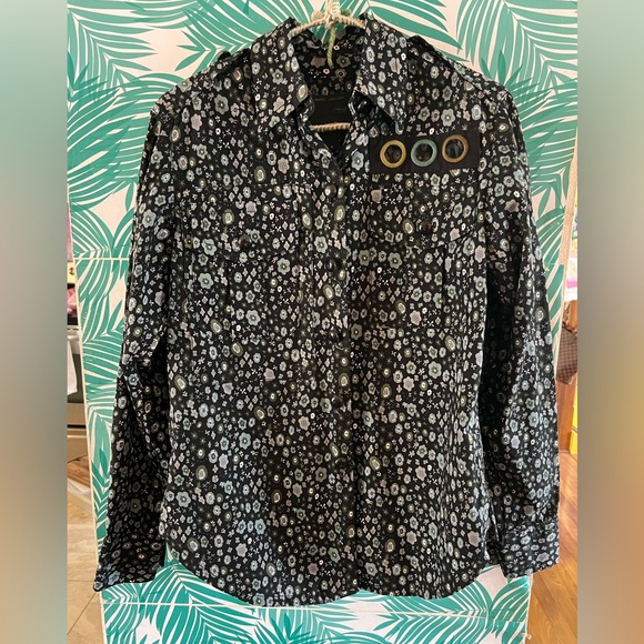 Marc Jacobs floral button down with patch detail and military detail size 0 - Picture 1 of 5